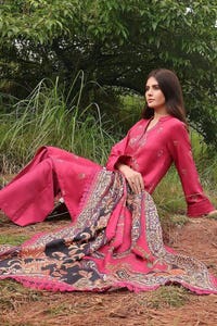 UAE -3PC Embroidered Acrylic Unstitched Suit with Digital Printed Acrylic Shawl AP-32010