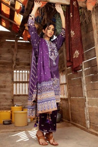 UAE -3PC Embroidered Lawn Unstitched Printed Suit With Denting Lawn Dupatta DN-32075 A