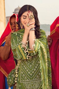UAE -3PC Chunri Lawn Unstitched Gold Printed Suit CL-32104 B