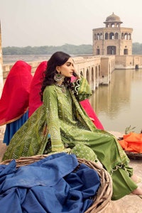UAE -3PC Chunri Lawn Unstitched Gold Printed Suit CL-32104 B