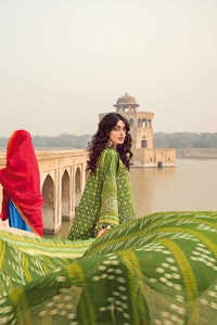 UAE -3PC Chunri Lawn Unstitched Gold Printed Suit CL-32104 B