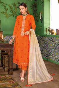 UAE -3PC Embroidered Jacquard Unstitched Suit With Embroidered Zari Tissue Dupatta MJ-32030