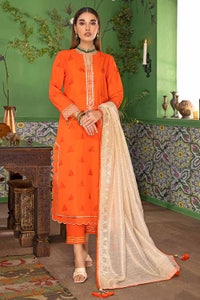 UAE -3PC Embroidered Jacquard Unstitched Suit With Embroidered Zari Tissue Dupatta MJ-32030