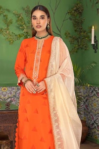 UAE -3PC Embroidered Jacquard Unstitched Suit With Embroidered Zari Tissue Dupatta MJ-32030