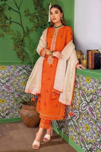 UAE -3PC Embroidered Jacquard Unstitched Suit With Embroidered Zari Tissue Dupatta MJ-32030