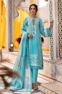 UAE -3PC Glitter Printed Lawn Unstitched Suit CL-32538 B