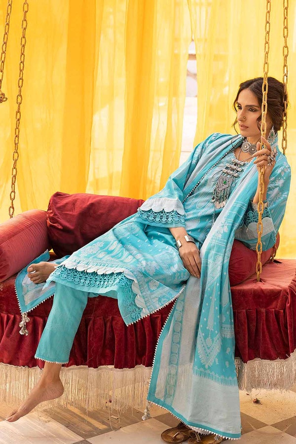 UAE -3PC Glitter Printed Lawn Unstitched Suit CL-32538 B