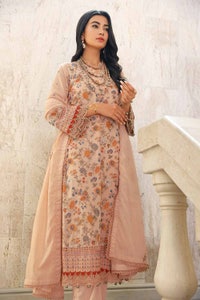 UAE -3PC Embroidered Swiss Voile Unstitched Suit With Embroidered Swiss Dobby Dupatta LSV-32023