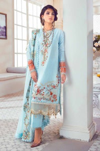 UAE -3PC Embroidered Dobby Lawn Unstitched Suit With Embroidered Chiffon Dupatta PM-32007