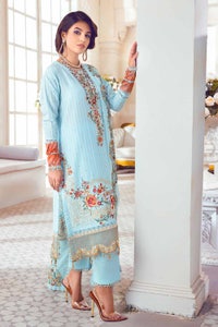 UAE -3PC Embroidered Dobby Lawn Unstitched Suit With Embroidered Chiffon Dupatta PM-32007