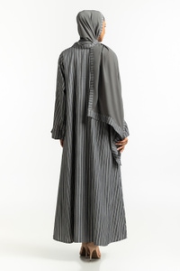 UAE-Georgette Stripes Abaya With Scarf KAB-22129