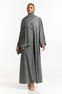 UAE-Georgette Stripes Abaya With Scarf KAB-22129
