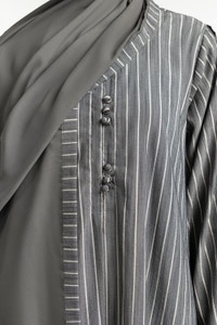UAE-Georgette Stripes Abaya With Scarf KAB-22129