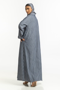 UAE-Georgette Stripes Abaya With Scarf KAB-22130
