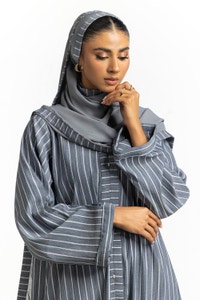 UAE-Georgette Stripes Abaya With Scarf KAB-22130