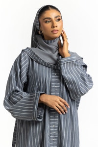 UAE-Georgette Stripes Abaya With Scarf KAB-22130