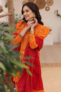 UAE -3PC Gold Printed Lawn Unstitched Suit with Crochet Lace CL-32422