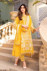 UAE -3PC Embroidered Lawn Unstitched Suit With Embroidered Chiffon Dupatta PM-32042