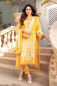 UAE -3PC Embroidered Lawn Unstitched Suit With Embroidered Chiffon Dupatta PM-32042