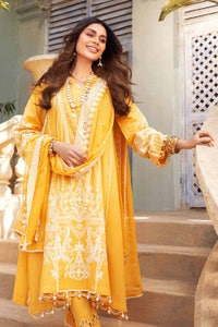 UAE -3PC Embroidered Lawn Unstitched Suit With Embroidered Chiffon Dupatta PM-32042
