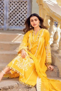UAE -3PC Embroidered Lawn Unstitched Suit With Embroidered Chiffon Dupatta PM-32042