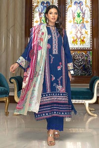 UAE -3PC Embroidered Jacquard Unstitched Suit With Silk Dupatta SSM-32005