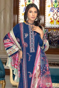UAE -3PC Embroidered Jacquard Unstitched Suit With Silk Dupatta SSM-32005