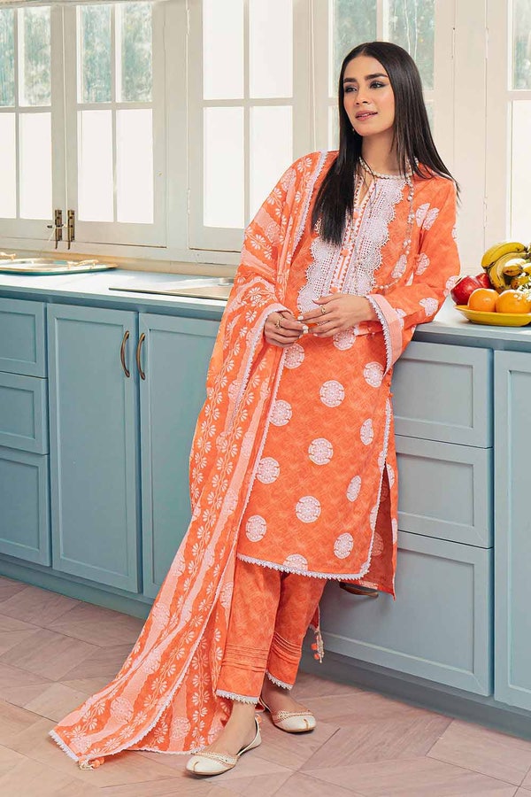 UAE -3PC Lawn Lacquer Printed Lawn Unstitched Suit with Lace CL-32412