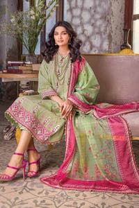 UAE -3PC Embroidered Lawn Unstitched Suit With Digital Printed Mehsuri Dupatta SP-32001