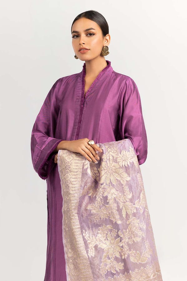 UAE -2PC Festive Suit Kathan Silk Kurta Jamawar Dupatta GLAMOUR-22-07