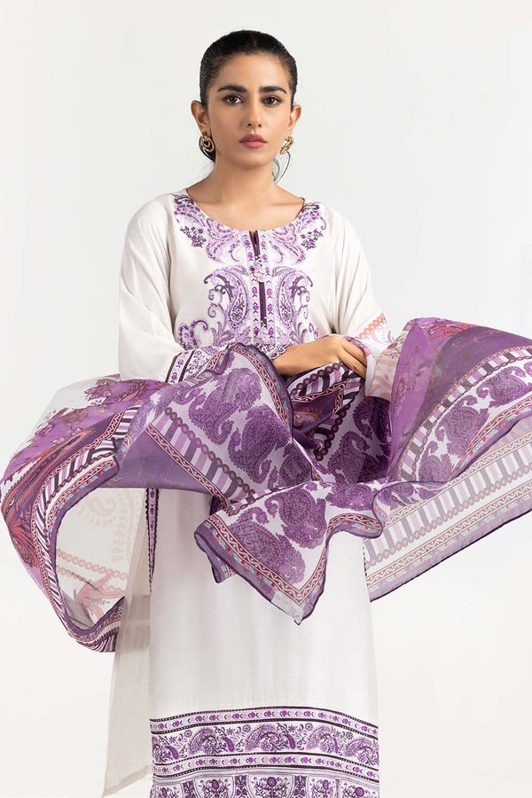 UAE -2 PC Khadi Net Embroidered Shirt With Dupatta GLM-22-52