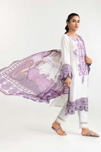 UAE -2 PC Khadi Net Embroidered Shirt With Dupatta GLM-22-52