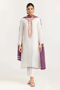 UAE -2PC Khadi Net Embroidered Shirt and Dupatta GLM-22-54