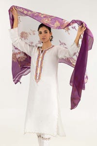 UAE -2PC Khadi Net Embroidered Shirt and Dupatta GLM-22-54
