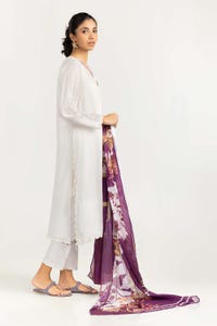 UAE -2PC Khadi Net Embroidered Shirt and Dupatta GLM-22-54