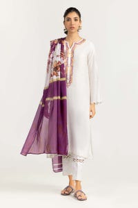 UAE -2PC Khadi Net Embroidered Shirt and Dupatta GLM-22-54