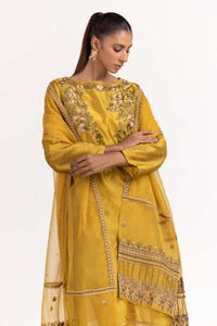 UAE -3PC Raw silk Embroidered Suit GLM-23-15