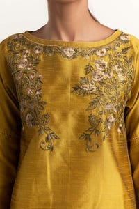 UAE -3PC Raw silk Embroidered Suit GLM-23-15