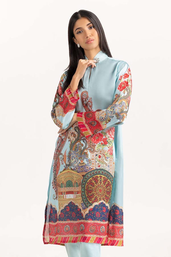 UAE -Printed Silk Embellished Kurti GLM-23-36