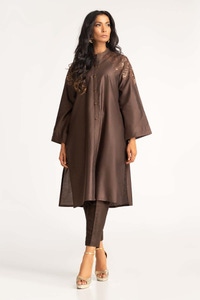 UAE -Dyed Embroidered Cotton Net Shirt With Trouser GLM-23-86