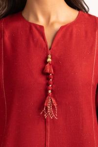 UAE -Dyed Acrylic Viscose Shirt With Velvet Jacquard Shawl GLM-23-65