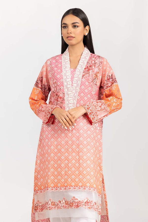 UAE -Digital Printed and Embroidered Cambric Shirt GLS-22-05 DP
