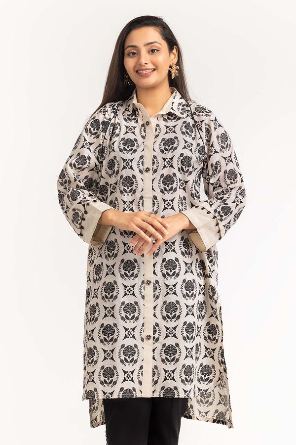 UAE -1Pc Dyed Cambric Screen Printed Kurti GLS-23-112