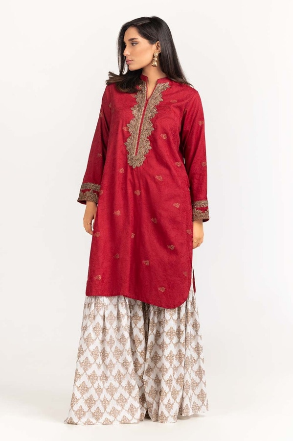UAE -Dyed Cotton Jacquard Embroidered Kurti GLS-23-191