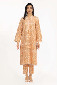 UAE -Dyed Cambric Screen Printed Embelished Shirt GLS-23-202