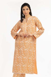 UAE -Dyed Cambric Screen Printed Embelished Shirt GLS-23-202