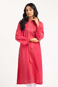 UAE -Dyed Cotton Stripes Embroidered Print Shirt GLS-23-233