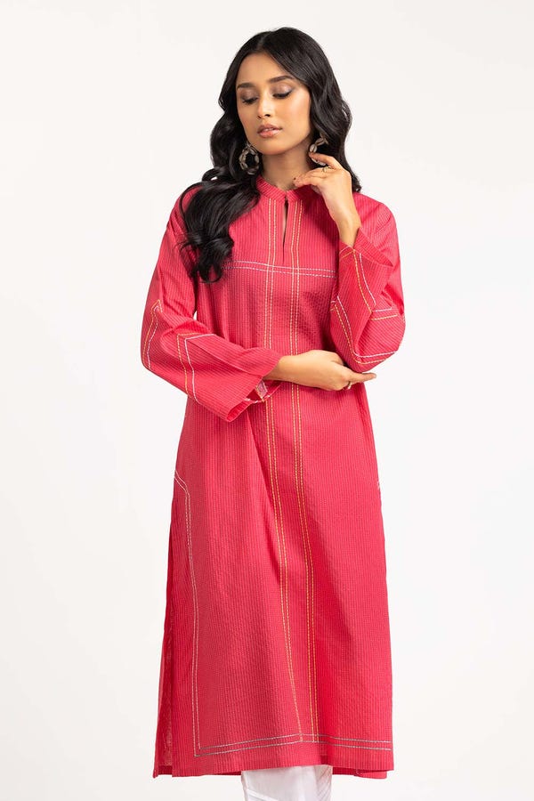 UAE -Dyed Cotton Stripes Embroidered Print Shirt GLS-23-233