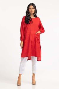 UAE -1Pc Dyed Cotton Stripes Embroidered Kurti GLS-23-236