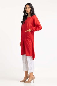 UAE -1Pc Dyed Cotton Stripes Embroidered Kurti GLS-23-236